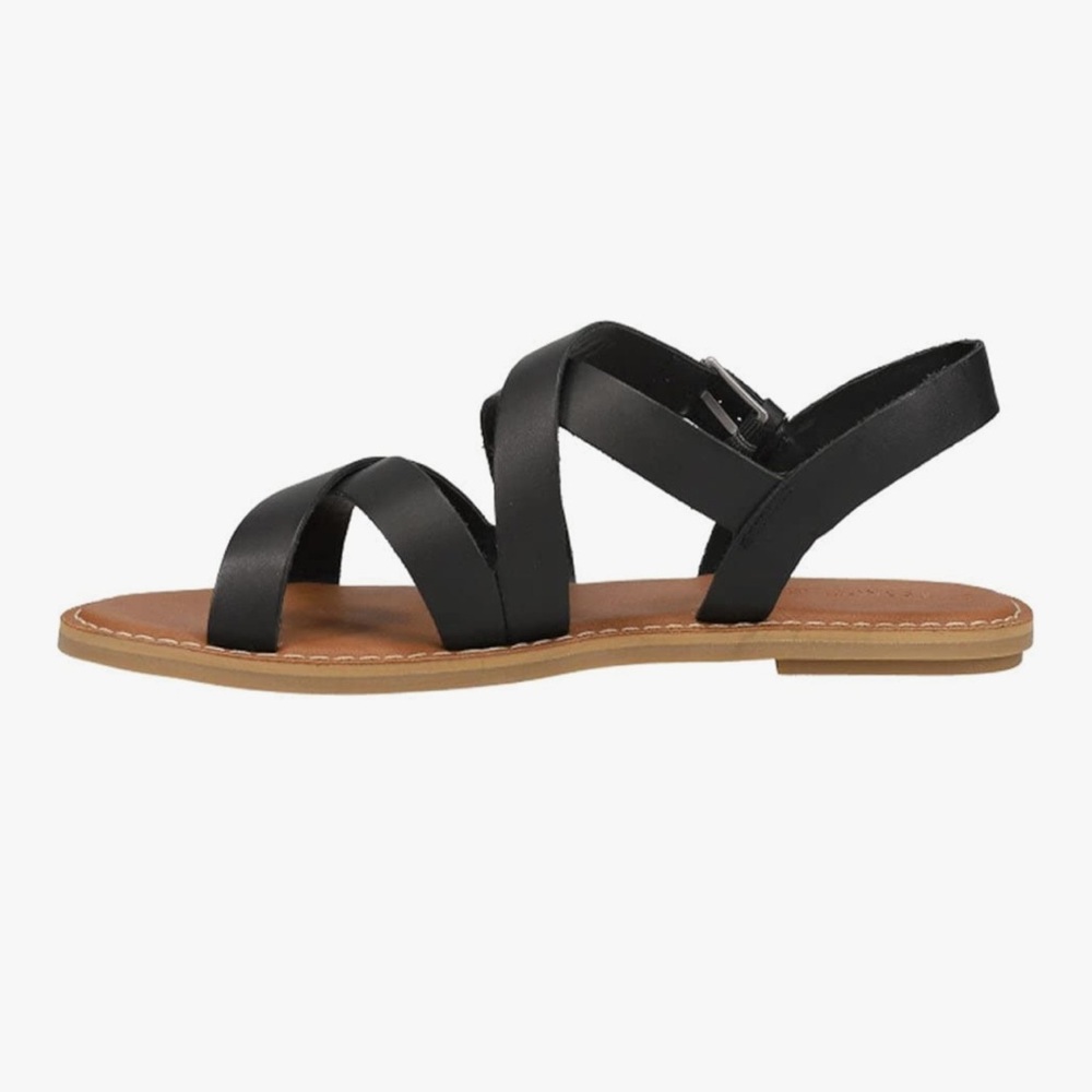 NWT Toms Sicily Black Leather Sandal 7.5 Strappy Sandals